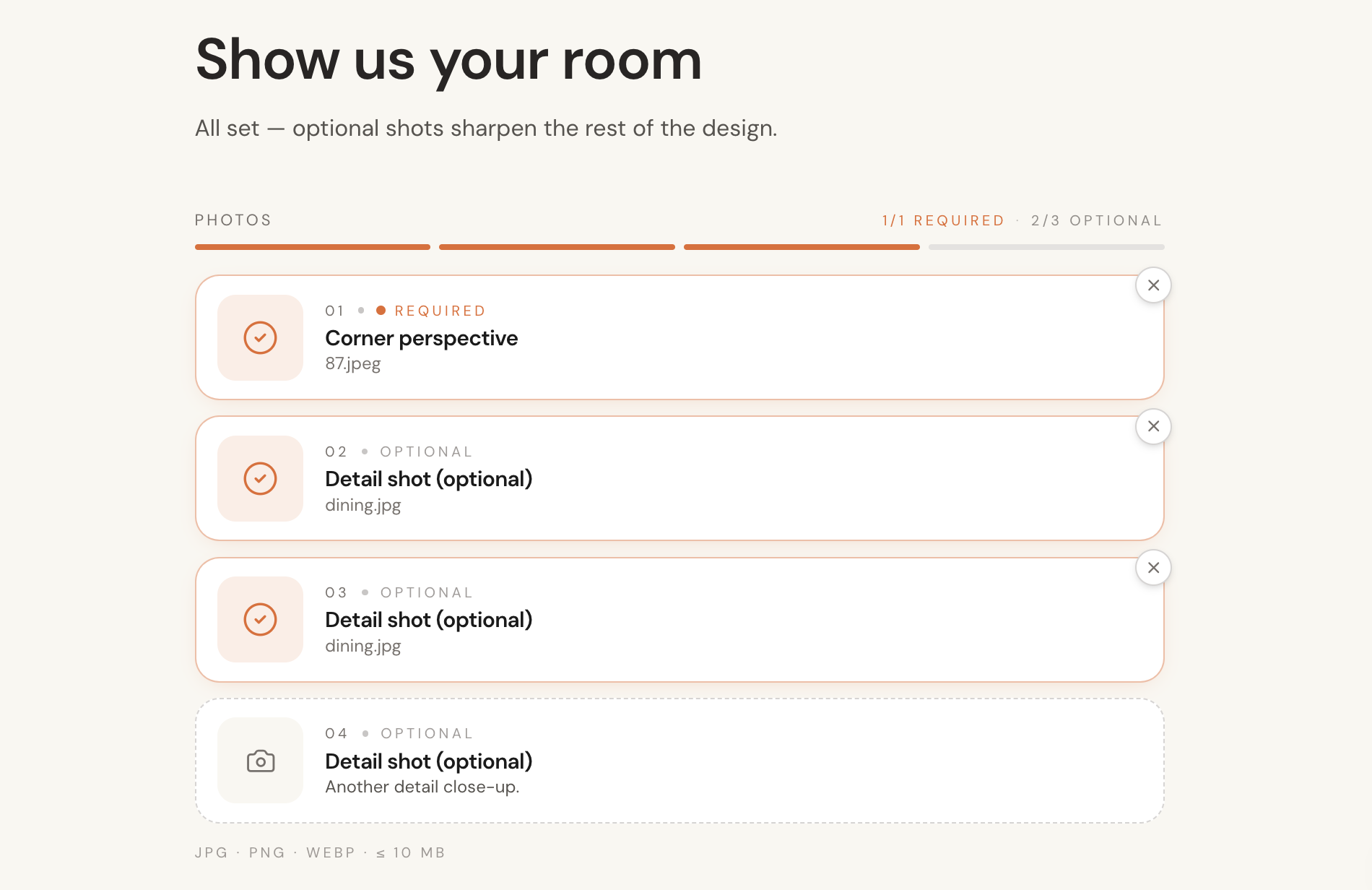 Upload your room