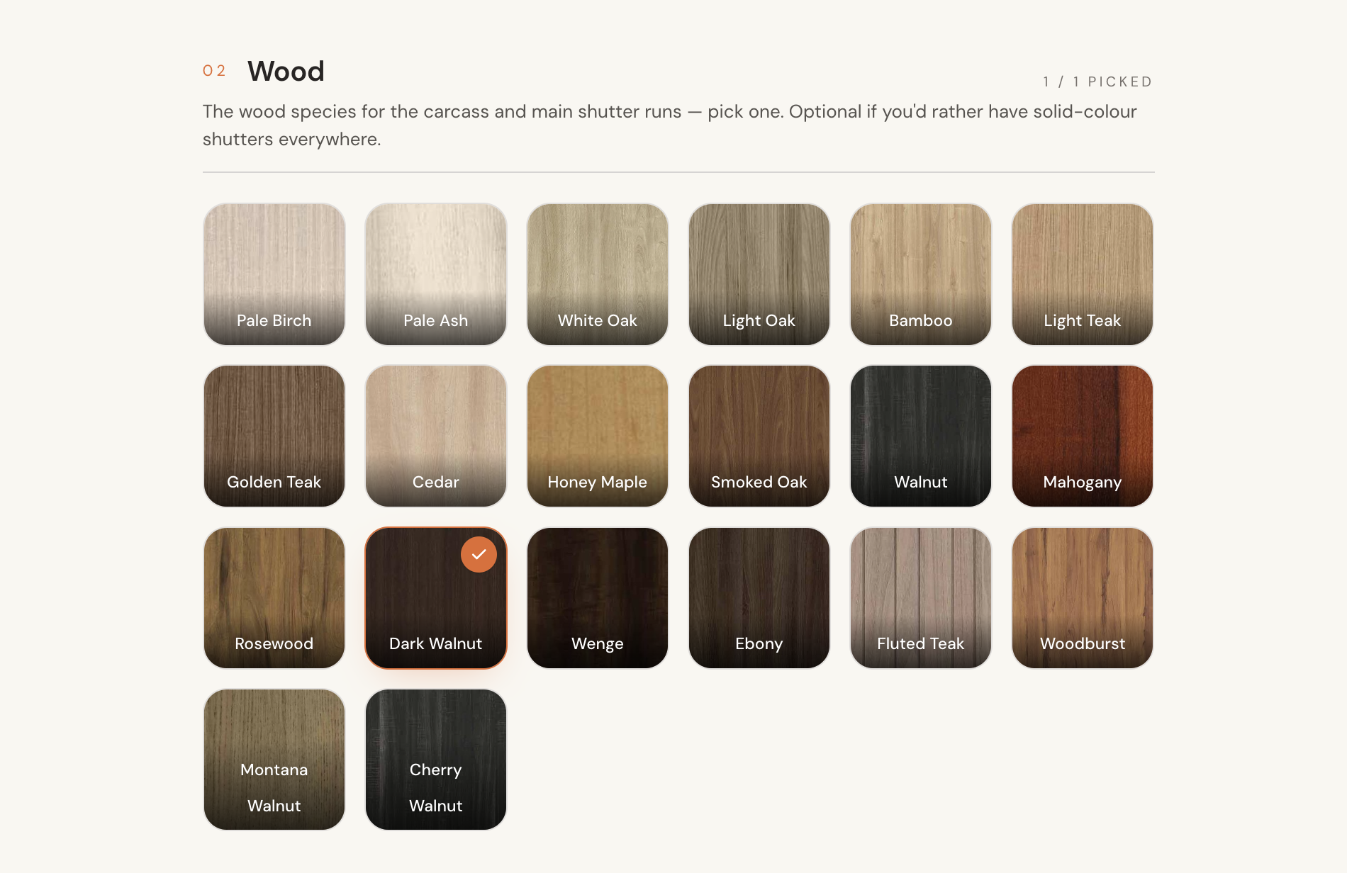 Material selection